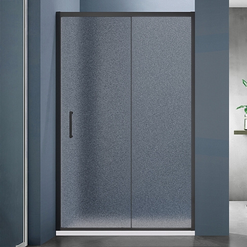 Душевое ограждение SANTREK AQUA Lea- DF-1200-G-Matt Black 1200х1850 прямое стекло Грейп 5мм, профиль чёрный : фотография 1