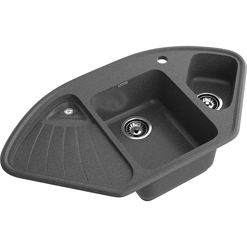 Мойка GRANFEST GF-C1040E 1,5 чаши, угловая 1040х560 мм графит: фотография 1