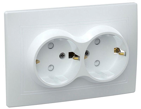 Розетка 2-м СП Кварта РСш12-3-КБ 16А IP20 с заземл. защ. шторки бел. IEK ERK21-K01-16-DM: фотография 1