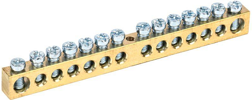 Шина PEN &quot;земля-ноль&quot; 8х12мм 14/1 (14групп/крепеж по центру) IEK YNN20-14-100: фотография 1