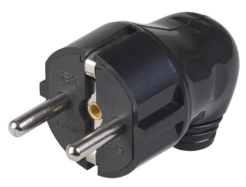 Вилка угловая ВПу11-02-Ст разборная с заземлением 16А черный IEK EVP11-16-01-K02: фотография 1