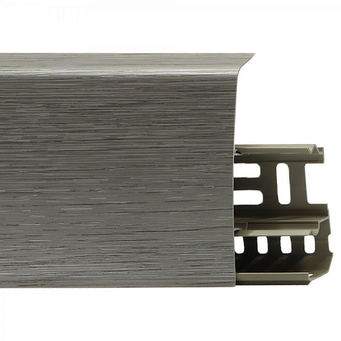 Плинтус ПВХ с монтажной планкой Line Plast LS020, Металлик Файн-лайн: фотография 1