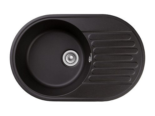 Мойка GRANFEST QUARZ (ECO) 18 РОНДО 1 чаша+крыло 740х480 мм черный без сифона: фотография 1