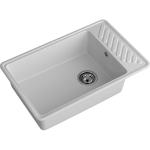 Мойка GRANFEST QUARZ 51  1 чаша+крыло 760х480 серый без сифона: фотография 1