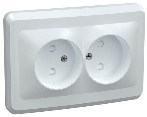 Розетка 2-м СП Вега РС12-2-ВБ без заземл. контакта без защ. штор 10А бел. IEK ERV20-K01-10-DM: фотография 1