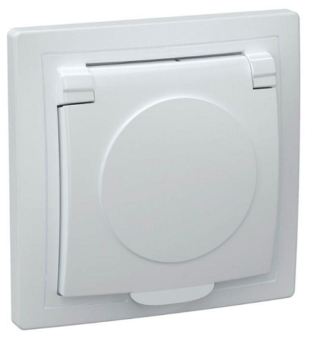 Розетка 1-м СП Кварта РСб10-3-КБ 16А IP20 с заземл. с крышкой бел. IEK ERK15-K01-16-DM: фотография 1