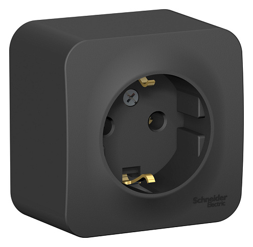 Розетка 1-м ОП Blanca 16А IP20 250В с заземл. без защ. шторок с изолир. пластиной антрацит SchE BLNRA010116: фотография 1