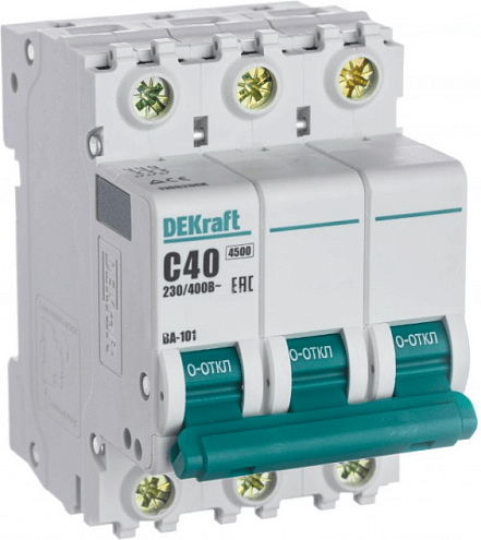 Выключатель автоматический модульный 3п C 40А 4.5кА ВА-101 SchE 11082DEK: фотография 1