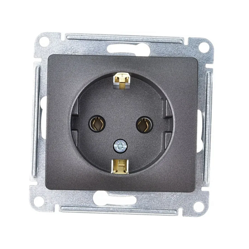 Розетка 1-м СП Glossa 16А IP20 250В с заземлением механизм графит SE GSL001343: фотография 1