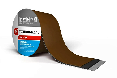 Лента самоклеящаяся Технониколь Nicoband, 3м х 10см, коричневый: фотография 1