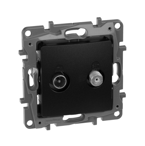 Розетка TV-SAT Etika двухкабельная оконечная антрацит Legrand 672657: фотография 1