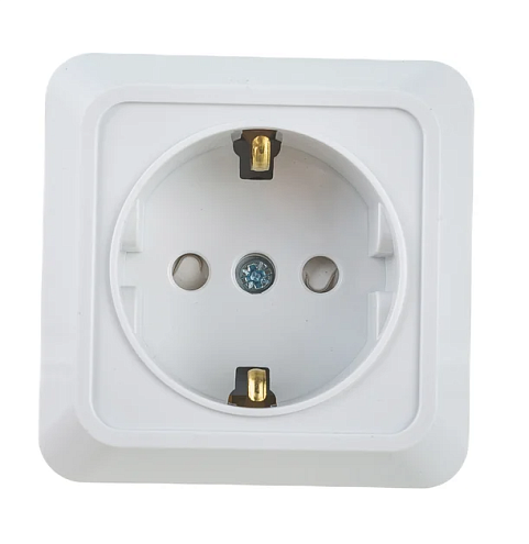 Розетка 1-м BOLLETO защитные шторки с заземлением 7028х белая ASD / IN HOME 4690612000954: фотография 1