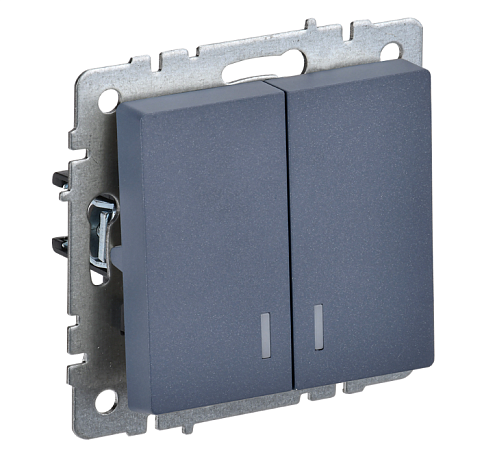 Выключатель 2-клавишный BRITE с индикацией 10А ВС10-2-1-БрМ  механизм маренго IEK BR-V20-1-10-K35: фотография 1