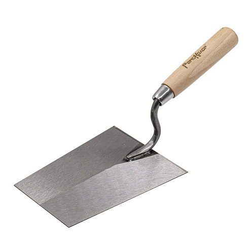 Кельма каменщика &quot;Трапеция&quot;, полированная сталь 1,2мм., буковая рукоятка, 160х120х90мм, Ремоколор: фотография 1
