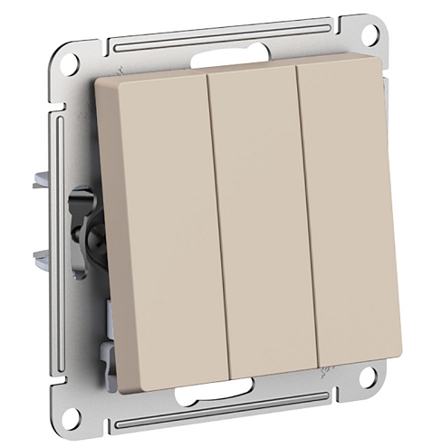 Выключатель 3-клавишный AtlasDesign (сх.1+1+1) 10AX механизм песочный Systeme Electric ATN001231: фотография 1