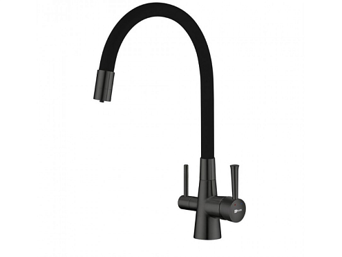 Смеситель Lemark "Комфорт" LM3075GM для кухни, с гибким изливом с подключением к фильтру питьевой воды графит: фотография 1