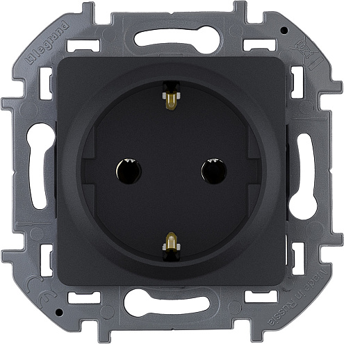 Механизм розетки 1-м СП Inspiria 16А IP20 250В 2P+E немецк. стандарт антрацит Leg 673723: фотография 1