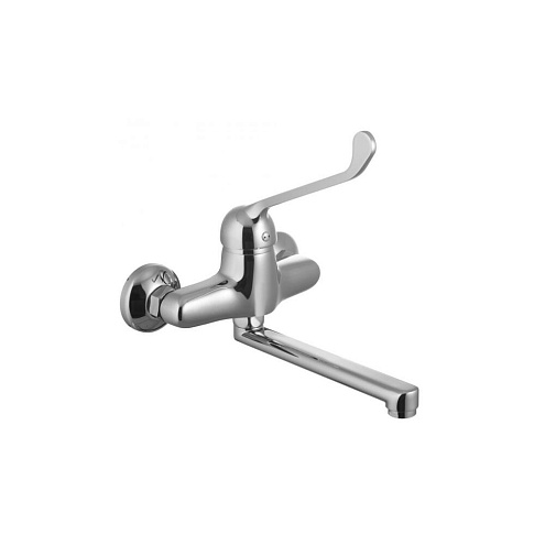 LM4611C &quot;Проджект&quot; Смеситель для кухни/умывальника с локтевой рукояткой, настенный, излив 200мм, хром: фотография 1