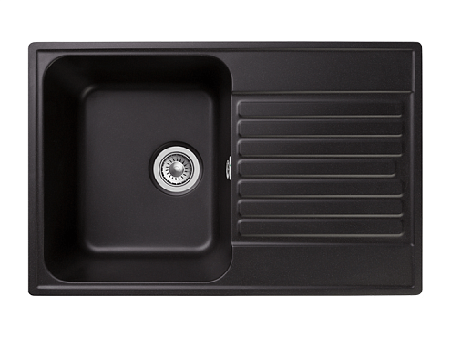 Мойка GRANFEST QUARZ (ECO) 78 РОНДО 1 чаша+крыло 740х480 мм черный без сифона: фотография 1