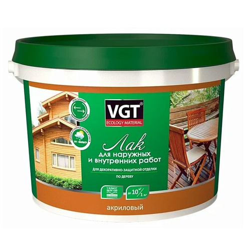Лак акриловый ВГТ для наружных и внутренних работ, по дереву, матовый, 2,2кг: фотография 1