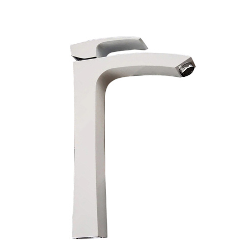 Смеситель для умывальника 35к G1007-18 GAPPO высокий, литой, БЕЛЫЙ-ХРОМ: фотография 1