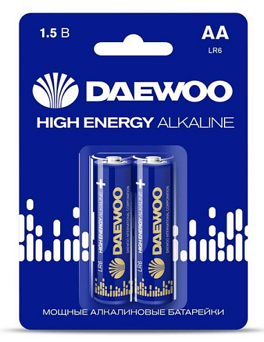 Элемент питания алкалиновый AA/LR6 1.5В High Energy Alkaline 2021 BL-2 (уп.2шт) DAEWOO 5030299: фотография 1