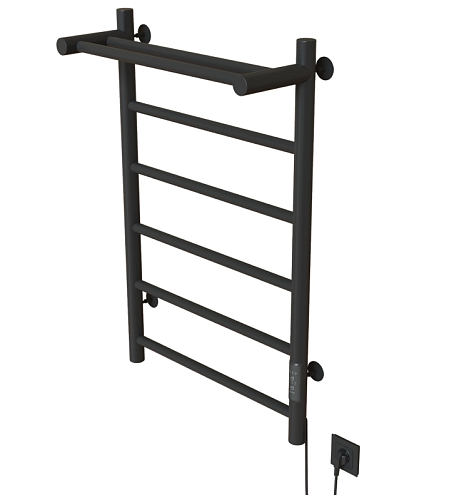 Полотенцесушитель Mixline Vega  80х50 таймер, 318 Вт, 5 перекладин + полка, электрический графит: фотография 1