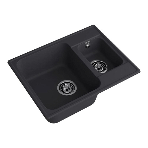 Мойка GRANFEST QUARZ (ECO) 09 1,5 чаши 620х480 мм черный без сифона: фотография 1