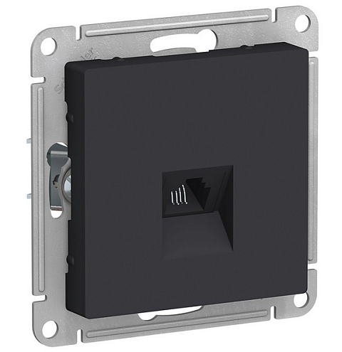 Механизм розетки телефонной 1-м СП ATLAS DESIGN RJ11 карбон SchE ATN001081: фотография 1