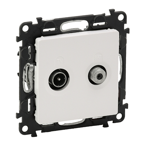 Механизм розетки TV-SAT Valena Life оконечная 10дБ 5-862МГц/950-2400МГц с лицевой панелью бел. Leg 753462: фотография 1