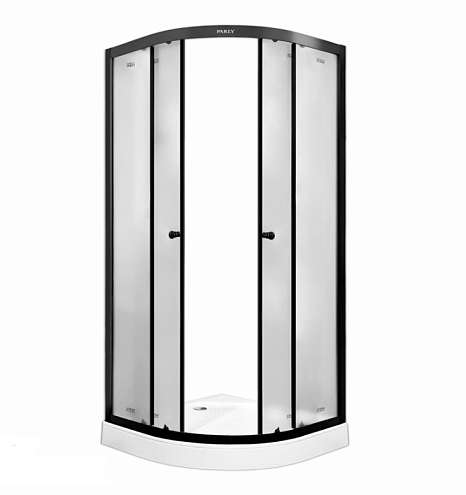 Душевой уголок PARLY ZF911B с низким поддоном, черный профиль, матовое стекло: фотография 1