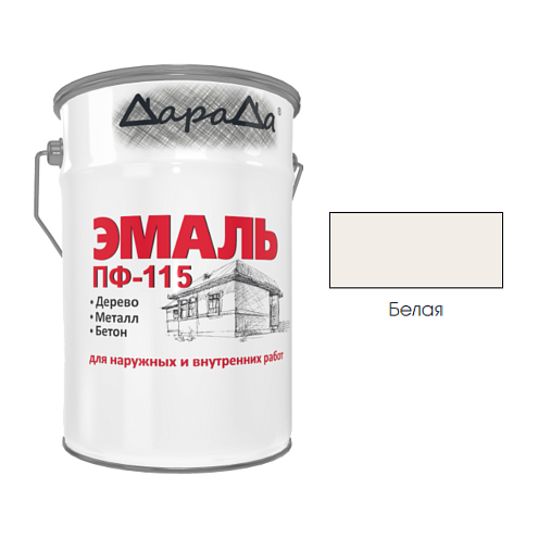 Эмаль ПФ-115 (ГОСТ 6465-76) «ДараДа», белая, 25кг: фотография 1