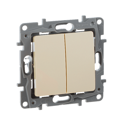 Механизм выключателя 2-кл. СП Etika 10А IP20 250В авт. клеммы сл. кость Leg 672302: фотография 1