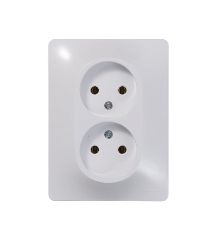 Розетка 2-местная Glossa 16А IP20 без заземления белый Systeme Electric GSL000120: фотография 1