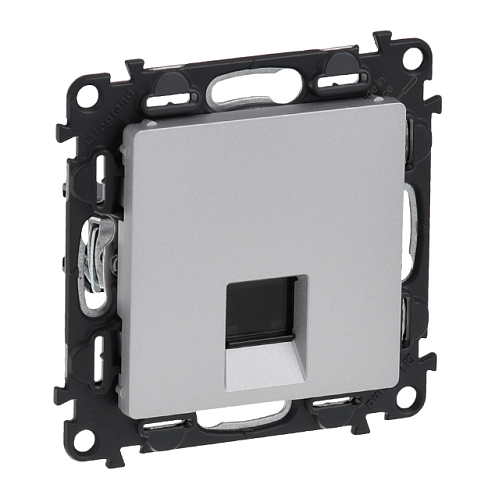 Механизм розетки комп. 1-м Valena Life RJ45 CAT.6 UTP с лицевой панелью алюм. Leg 753642: фотография 1