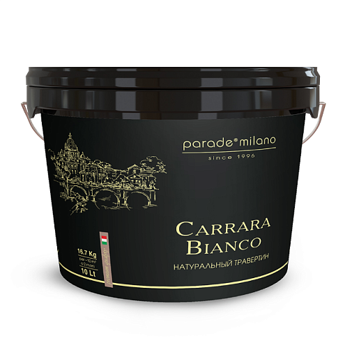 Декоративная штукатурка с эффектом камня травертин PARADE Carrara Bianco 10л: фотография 1