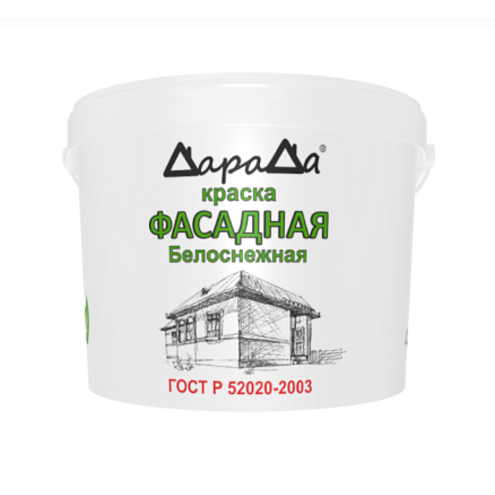Краска В/Д (ГОСТ 52020-2003) «ДараДа» ФАСАДНАЯ белоснежная, 14кг: фотография 1