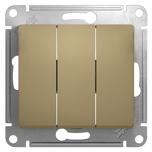 Выключатель 3-клавишный Glossa 10А IP20 (сх.1+1+1) 10AX механизм титан Systeme Electric GSL000431: фотография 1