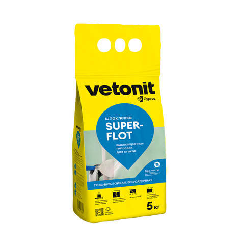 Шпатлевка высокопрочная Vetonit (Gyproc) Superflot 5кг: фотография 1