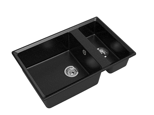 Мойка GRANFEST GF-LV--760К 1,5 чаши 760х500 мм черный: фотография 1