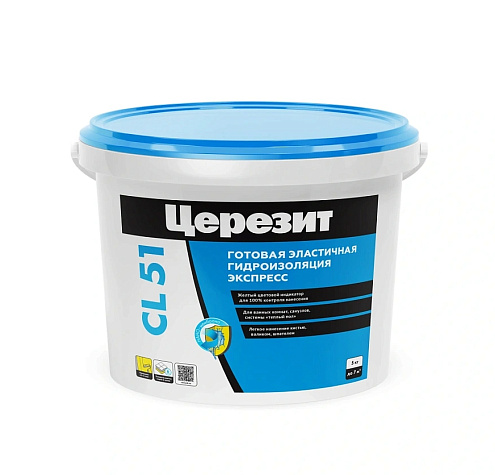 Эластичная гидроизоляционная мастика под плиточные облицовки Церезит CL 51 Церезит 15кг: фотография 1