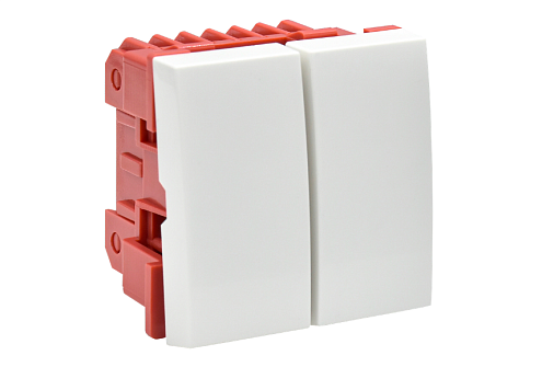 Выключатель 2-клавиши 2модуля СП Праймер 10А IP20 ВК1-22-00-П белый IEK CKK-40D-VD2-K01: фотография 1