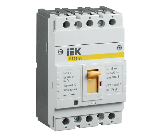 Выключатель автоматический 3п 40А 15кА ВА44 33 IEK SVA4410-3-0040: фотография 1