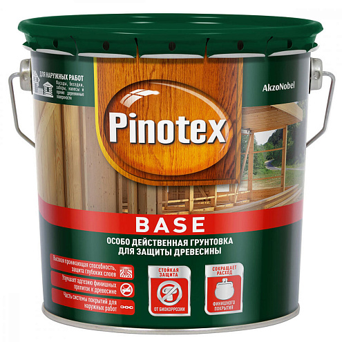 Грунт-антисептик для дерева Pinotex Base 2,5л: фотография 1