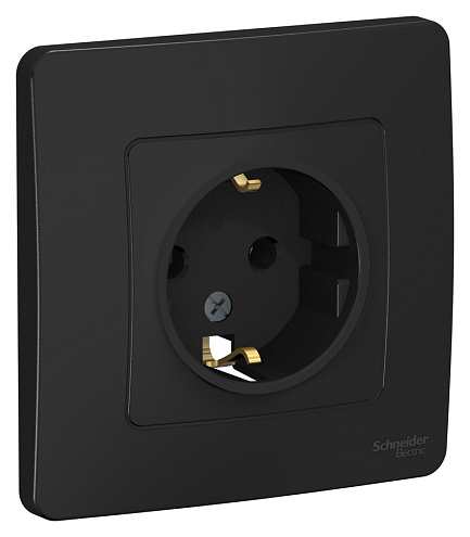 Розетка 1-м СП Blanca 16А IP20 250В с заземл. без защ. шторок антрацит SchE BLNRS001016: фотография 1