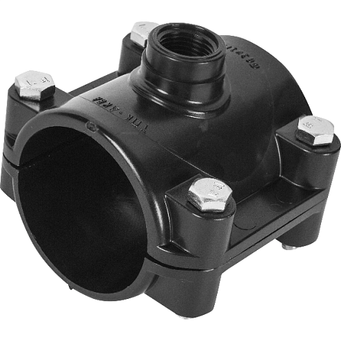 Седелка с внутренней резьбой для ПНД труб (крепление - болт) ф 63 - 1/2&quot; ТПК-Аква: фотография 1