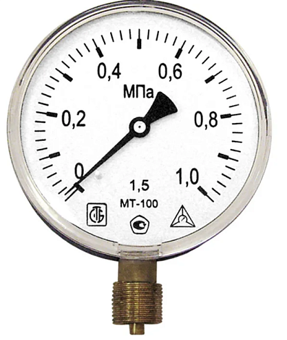 Манометр МТ-100 1,0 МПа трубная резьба - G½&quot;: фотография 1