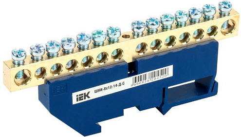 Шина нулевая на DIN-изол. ШНИ-8х12-14-Д-С IEK YNN10-812-14D-K07: фотография 1