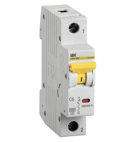 Выключатель автоматический модульный 1п C 6А 6кА ВА47-60M KARAT IEK MVA31-1-006-C: фотография 1