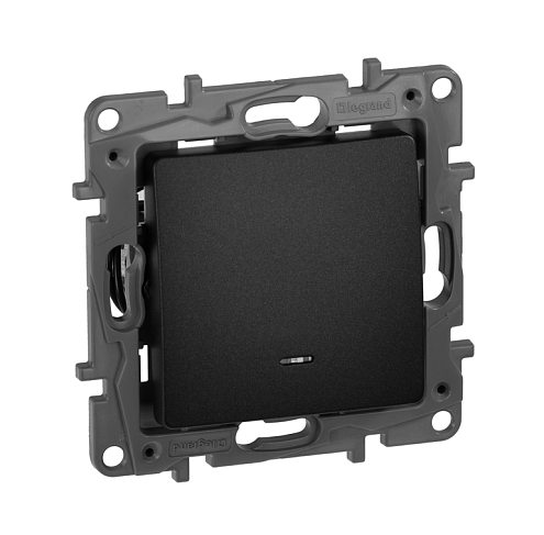Механизм выключателя 1-клавишный Etika 10А IP20 с подсветкой антрацит Legrand 672603: фотография 1